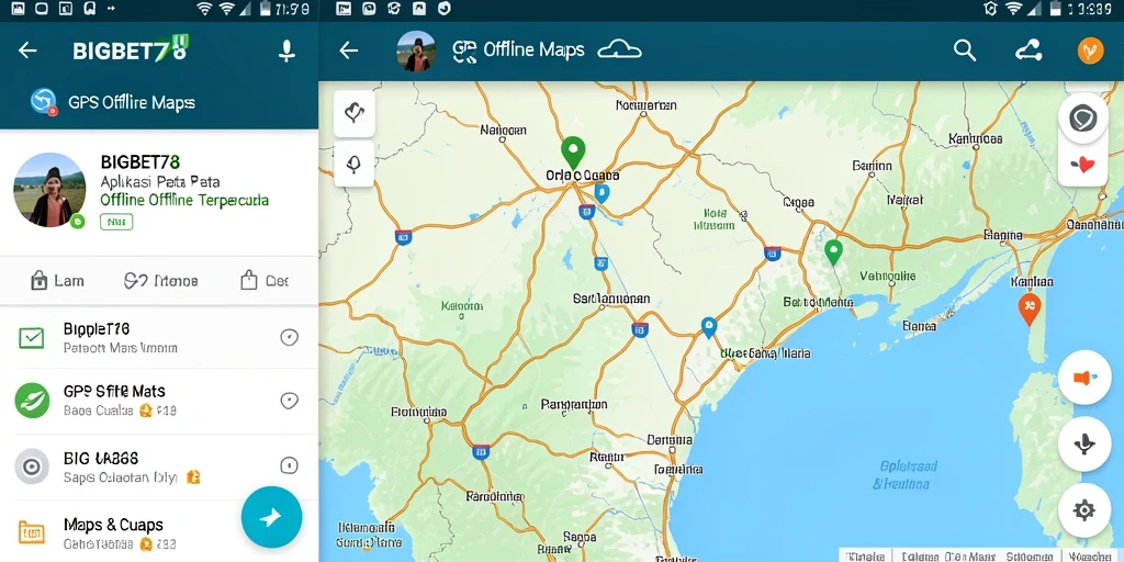 Antarmuka utama BIGBET78 dengan peta GPS offline yang akurat.