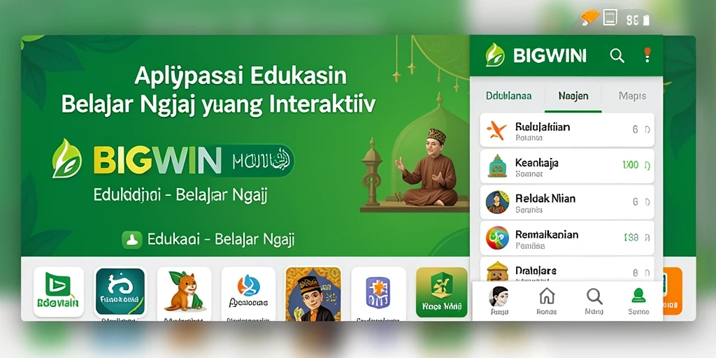 Antarmuka aplikasi BIGWIN untuk belajar mengaji yang interaktif.