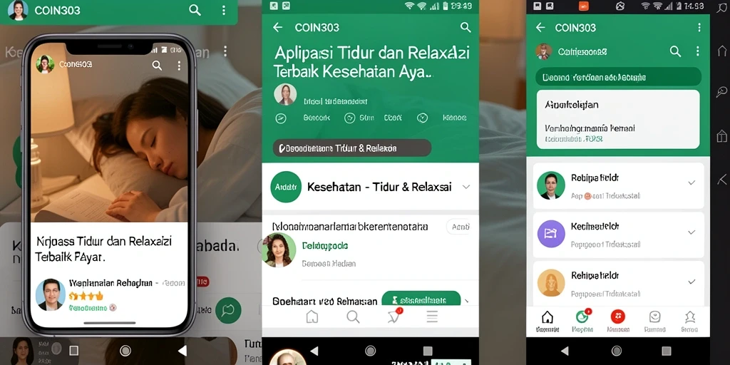 Antarmuka aplikasi COIN303 dengan fitur Tidur & Relaksasi yang menenangkan.