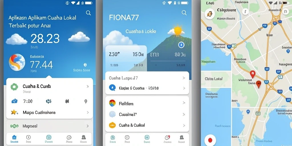Antarmuka aplikasi Cuaca Lokal FIONA77 yang intuitif dan informatif.