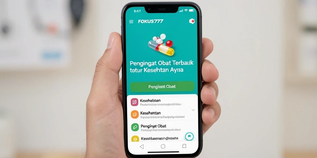 Antarmuka FOKUS777 menampilkan pengingat obat yang jelas dan terorganisir.