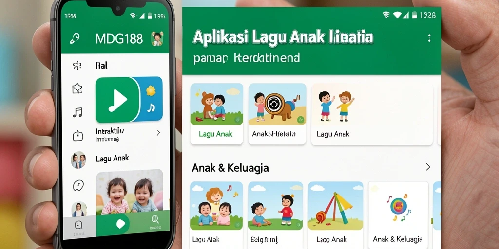 Tampilan antarmuka MDG188 dengan pilihan lagu anak yang ceria.