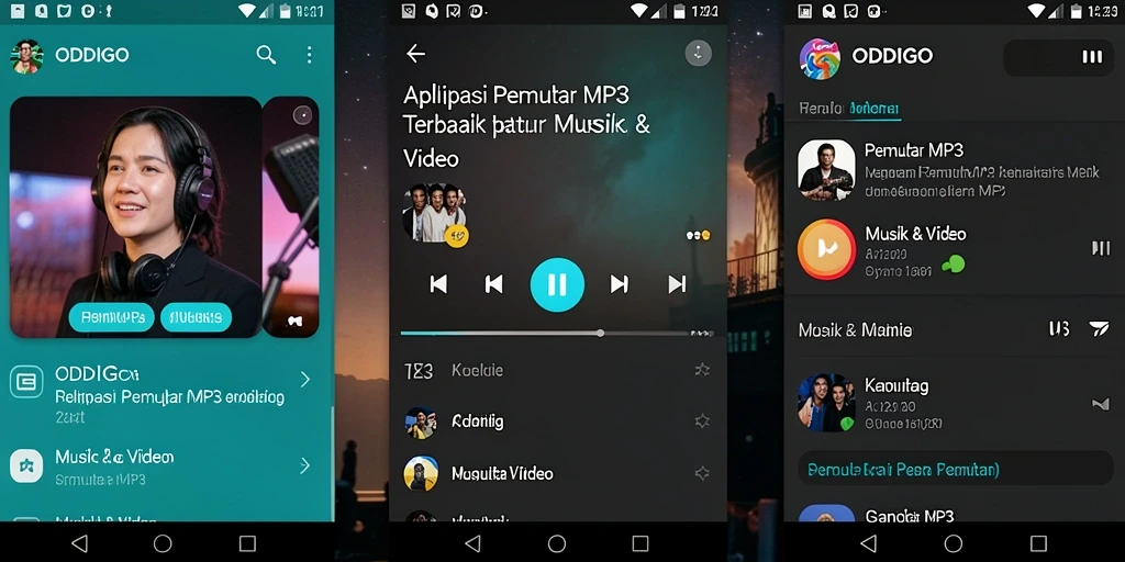 Tampilan antarmuka aplikasi ODDIGO dengan fitur Pemutar MP3 yang intuitif.